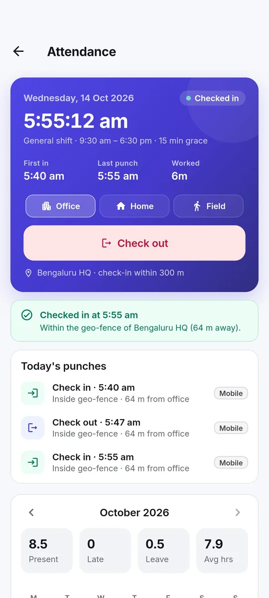 Thoshika mobile: Check-in