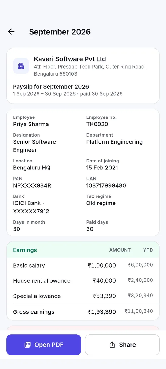 Thoshika mobile: Payslip